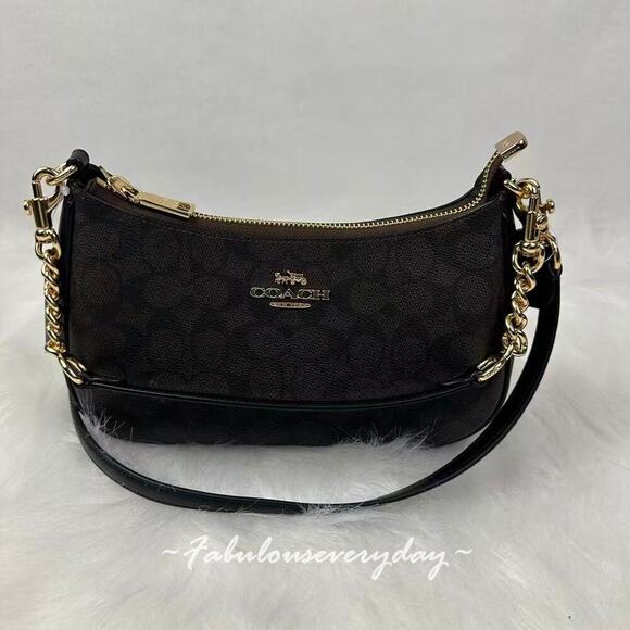Teri Shoulder Bag In Signature Canvas | Bags | Coach | COACH® Coach Teri Shoulder/Crossbody Bag Signature Canvas/Gold/Walnut/Black CV933 NWT